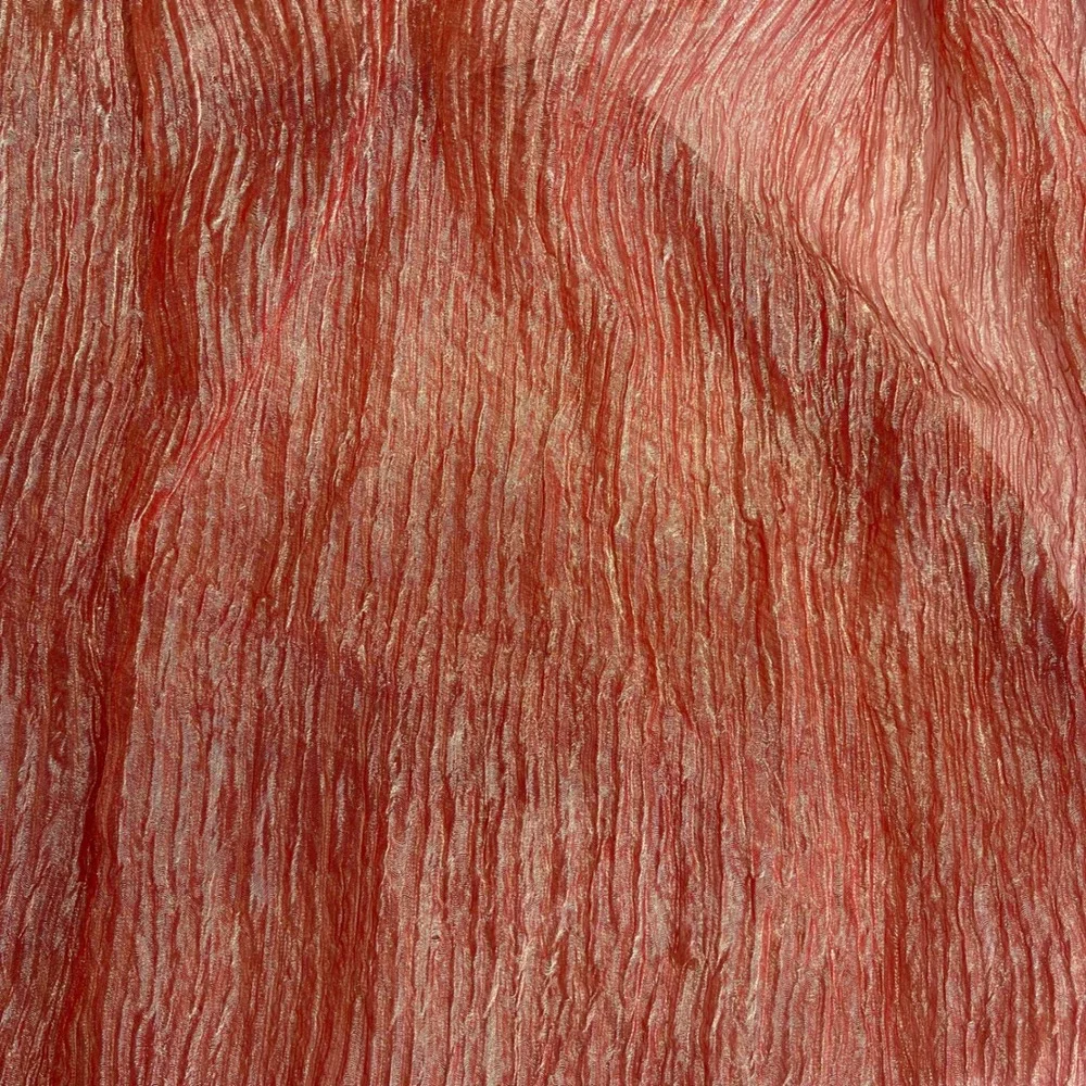 Vintage Crinkle Metallic Shimmer Scarf Wrap Women Red Pink Sheer Elegant Shawl